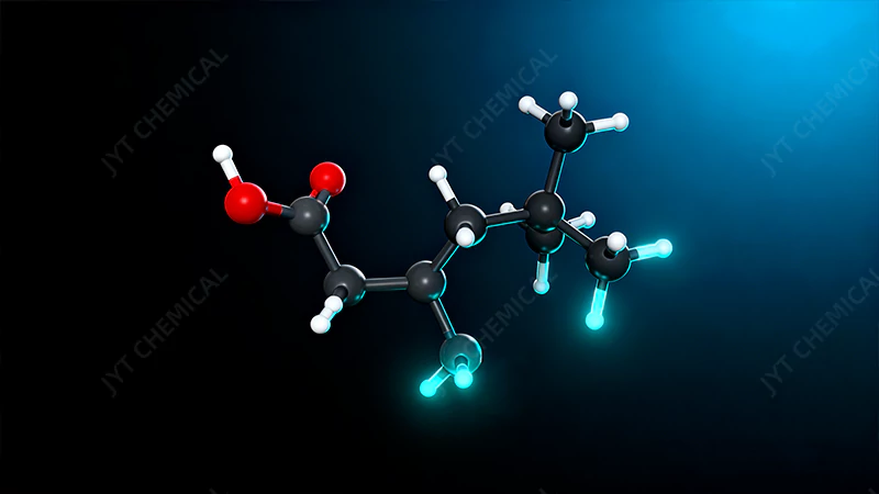 A molecular model of isononanoic acid highlighting its branched structure